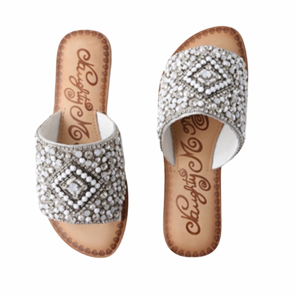Naughty Monkey White Beaded Sandals